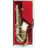 A 1950's Grafton cream acrylic alto saxophone, serial no. 10039 with clear plastic fittings and