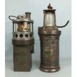 A Ringrose Sewer Gas Lamp/Fire Damp Alarm and a Concordia Electric Safety Lamp Co. type KG2