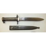 A later version Swedish bayonet 1896, no.32, with metal sheath, 35cm.