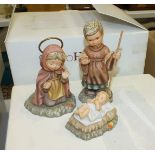 A Berta Hummel nativity set, comprising wooden stable, Mary, Joseph, Jesus, Melchior, Gaspar,