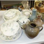 Seven pieces of Ridgways 'Blue Flora' dinnerware and other ceramics.