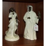 A Minton bronzed and ceramic figurine 'The Sheikh' MS3, 25cm and another, 'Sea Breezes' MS4,