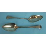 A pair of George III Old English pattern tablespoons, maker IB, London 1805, ___3.6oz.
