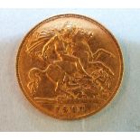 A 1907 half-sovereign.