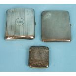 An engine-turned silver rectangular cigarette case, Chester 1908, another and a Vesta case, (3)