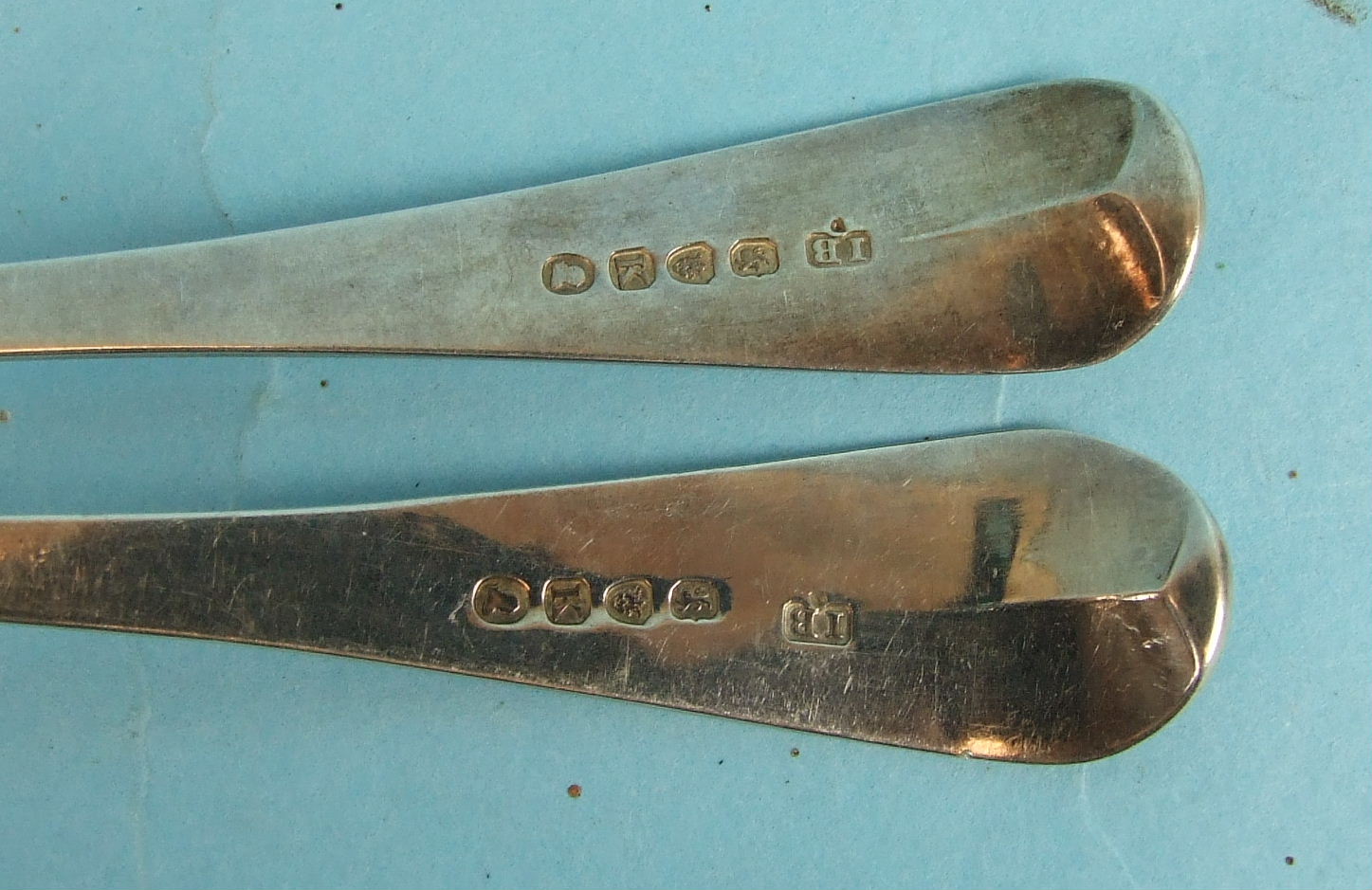 A pair of George III Old English pattern tablespoons, maker IB, London 1805, ___3.6oz. - Image 2 of 2