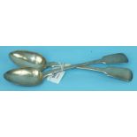 A pair of fiddle pattern silver serving spoons by Jonathan Hayne, London 1826 ___9.5oz.