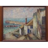 Henry Samuel Merritt (1884-1963), 'Newlyn', oil on board, 38 x 49cm.