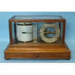 James Lucking & Co, Birmingham, Leicester and Worcester, a barograph within a bevelled glass and oak