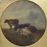 19th Century English School, Style of Thomas Sydney Cooper CATTLE RESTING ON A HILLSIDE Framed