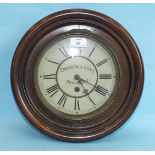 A small walnut circular wall clock, the enamelled dial signed Croydon & Sons, Devonport, 34cm