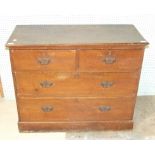 A 19th century stained wood rectangular chest of two short and two long drawers, on plinth base (