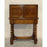 A mainly 18th-century-style Continental table cabinet with overall marquetry and parquetry inlay,