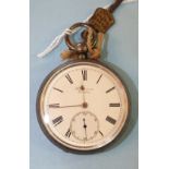 J W Benson, an open-face key-wind pocket watch, "The Ludgate Watch", with engine-turned silver case,