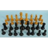 A Jaques & Son, London Staunton chess set of ebony and polished boxwood, each signed king measures