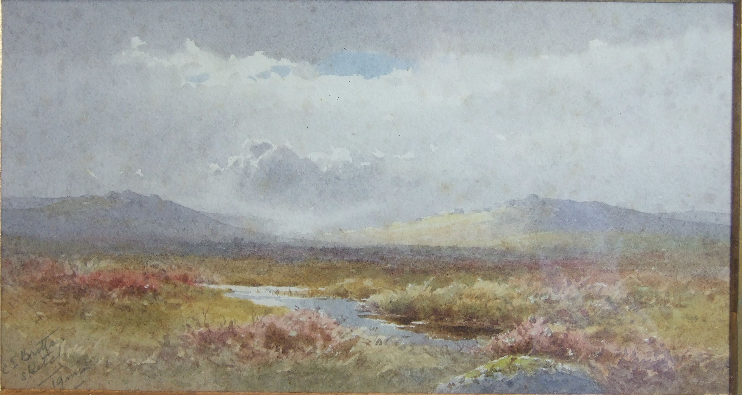 Charles Edward Brittan (1870-1949) MOORLAND SCENE Watercolour sketch, labelled verso.