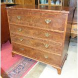 An early 19th century mahogany chest of four cockbeaded drawers, on bracket feet, 116cm wide.