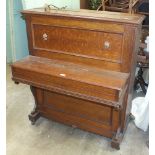 A Moon & Sons small parlour piano, "The Bijou", 104cm wide, 116cm high.