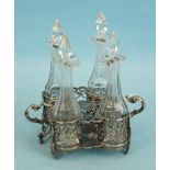 A small Victorian silver oil and vinegar stand by Francis Dexter, the two handled pierced frame on