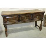 A late-19th/early-20th century Continental dresser base, the rectangular top with moulded edge,