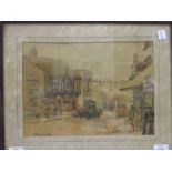 W J Stewart Sutton, 'Street scene in Plymouth showing The Oporto Public House', signed