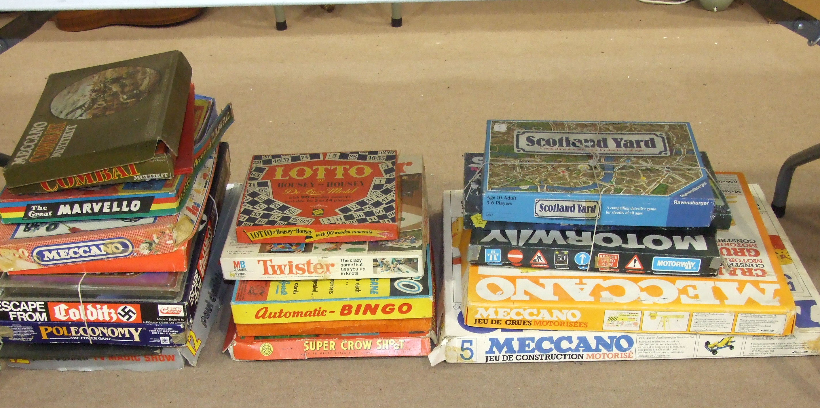 A Meccano Crane Construction set and No 5 Motorised set, both boxed and a collection of various