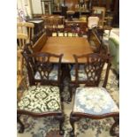 A set of ten modern Chippendale-style mahogany dining chairs, each with pierced splat and drop-in