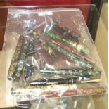 A large collection of fountain and other pens, including the "De La Rue", Burnhams, Swan Visofil,