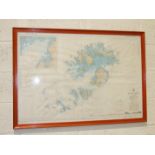A framed Admiralty navigational chart for the Isles of Scilly, (c)1978, 67 x 99.5cm.