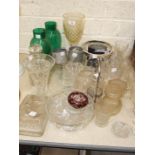 A collection of glassware including vases, wine and drinking glasses, bowls, jugs, etc.