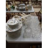 Twenty-four pieces of Limoges 'Haviland' dinnerware, other dinnerware and ceramics, glass decanters,