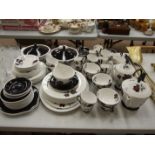 Approximately 90 pieces of Royal Albert red and black rose decorated tea, coffee and dinnerware.