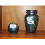 A contemporary Okra glass vase circa 1985 of ovoid shape, decorated in the blossom pattern with