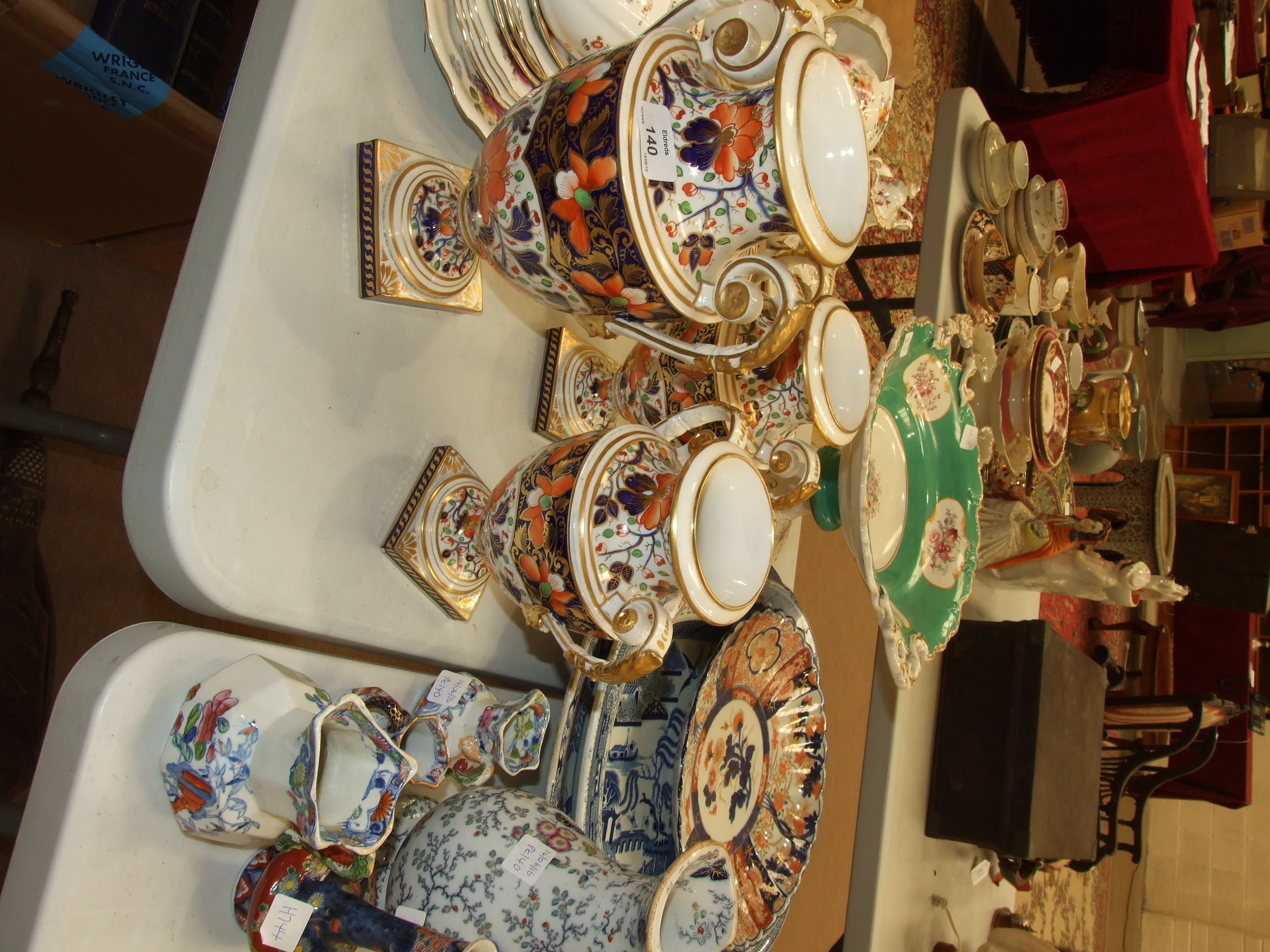 A Real Stone China joint carving dish with gravy reservoir, decorated with blue and white prunus - Image 2 of 2