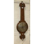 Golding, Pontypool, a rosewood banjo barometer with silvered dial, (a/f), 100cm, no thermometer,