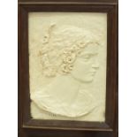 G Barnsmith, a bronzed plaster plaque bust of a young woman, signed and dated, 1806, 39.5 x 28cm.