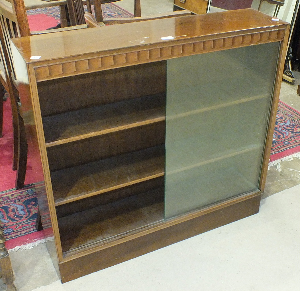 A late-19th century mahogany-framed upholstered-back-and-seat elbow chair on turned and fluted front - Image 2 of 2