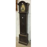 A 20th century oak-cased striking grandmother clock, the brass dial marked 'Tempus fugit', 169cm