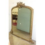 A Victorian gilt gesso overmantel mirror, the frame applied with fern leaves, 111cm x 150cm high.