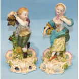 A pair of mid-19th century Derby porcelain figures of the seasons, being Summer and Autumn,