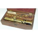 A late-Victorian 'Large Improved Compound' monocular travelling microscope, in fitted box with