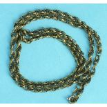 A 9ct gold rope-link neck chain, 62cm long, 17.3g.