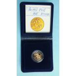 A Royal Mint 1982 proof half-sovereign, in case.