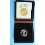 A Royal Mint 1981 proof sovereign, in case.