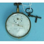 An 18th century open-face pocket watch by Henry Gower, London, the white enamel dial with subsidiary