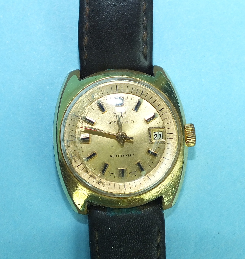 A ladies Watches of Switzerland Seafarer automatic wrist watch, the round gold face with baton