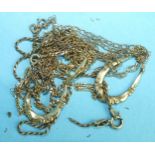 A quantity of gold chains, earrings, etc, (a/f), 8.3g.