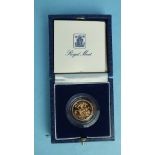 A Royal Mint 1983 proof half-sovereign, in case.