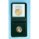 A Royal Mint 1980 proof sovereign, in case.