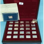 John Pinches Ltd, a set of twenty-five sterling silver ingots, 'Elizabeth our Queen', in fitted